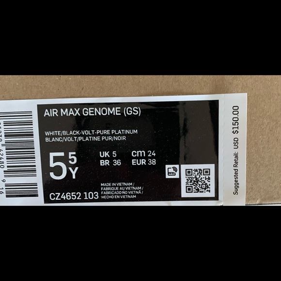 Nike Air Max Genome 5.5J Wmns 7 Pure Platinum New - Picture 10 of 11